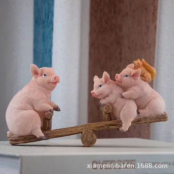 

Resin cute pig decoration Creative cute animal home decoration accessories birthday gifts Wedding decoration Easter pig figurine