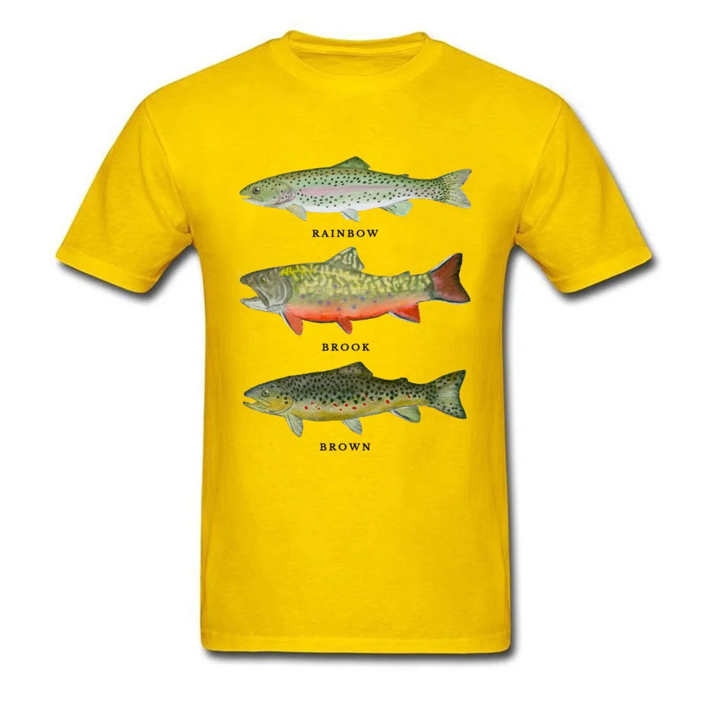 Personalized Trout-Triad O Neck T Shirts Summer/Autumn Tops & Tees Short Sleeve for Men New Coming All Cotton T Shirt Trout-Triad yellow