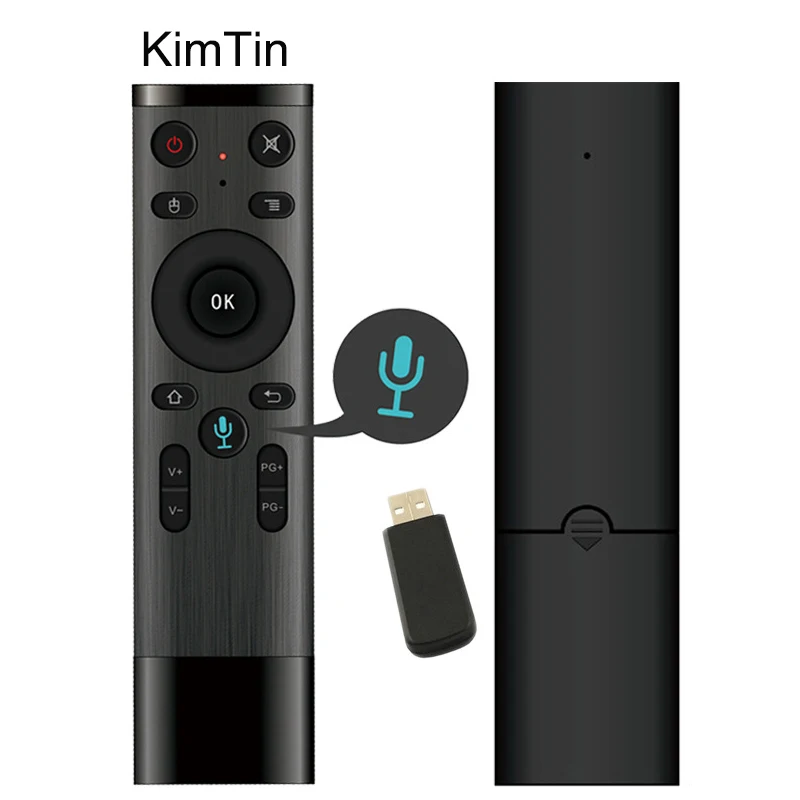 

KimTin 2.4GHz Wireless Voice Control Gyro Air Mouse with Microphone,6 Axis Gyroscope smart Remote Control For tv Android Box PC