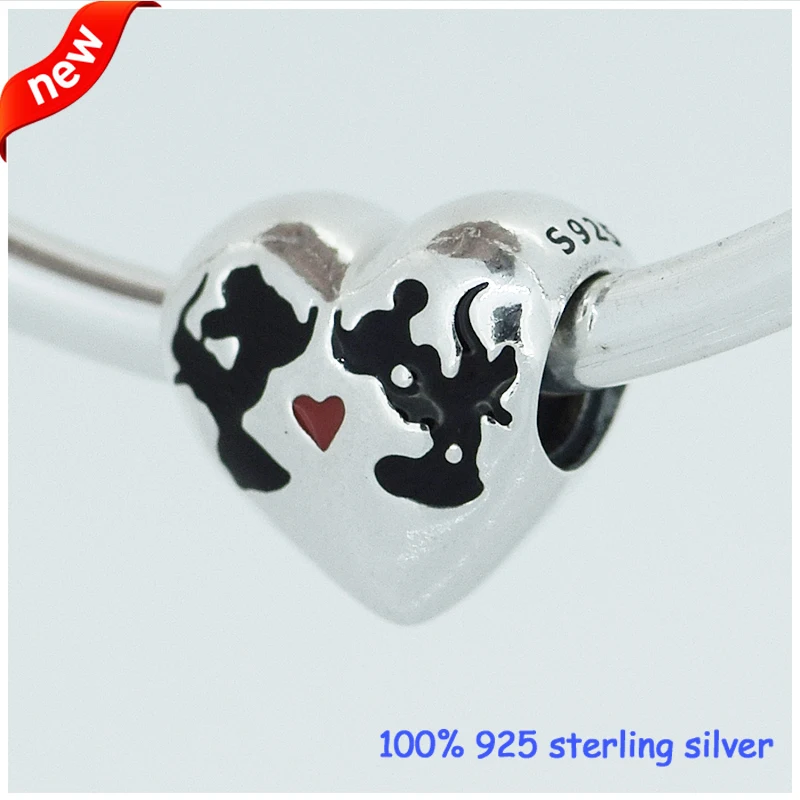 

Fits for Pandora Bracelets Minnie & Mickey Kiss Silver Beads New Original 100% 925 Sterling Silver Charms DIY Women Jewelry