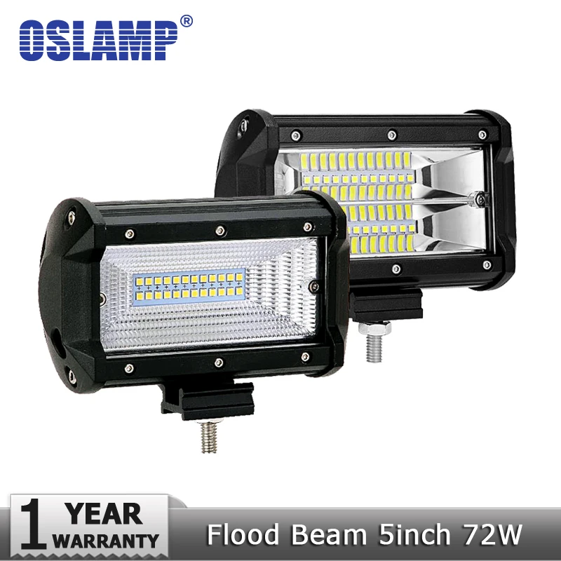 

Oslamp 1pc 5" 72W LED Work Light Off-Road Flood Beam Led Work Lamp for Truck SUV ATV Forklift Boat 4x4 4WD Driving Lamp 12v 24v