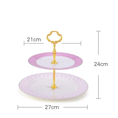 3 слоя торт стенд или 2-слой фруктов лоток костяного фарфора плиты торт стенд Керамика десерт конфеты лоток - Цвет: B