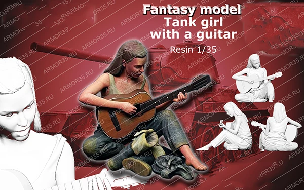 

1/35 Scale Resin FigureBuilding Kit Tank girl with a Guitar