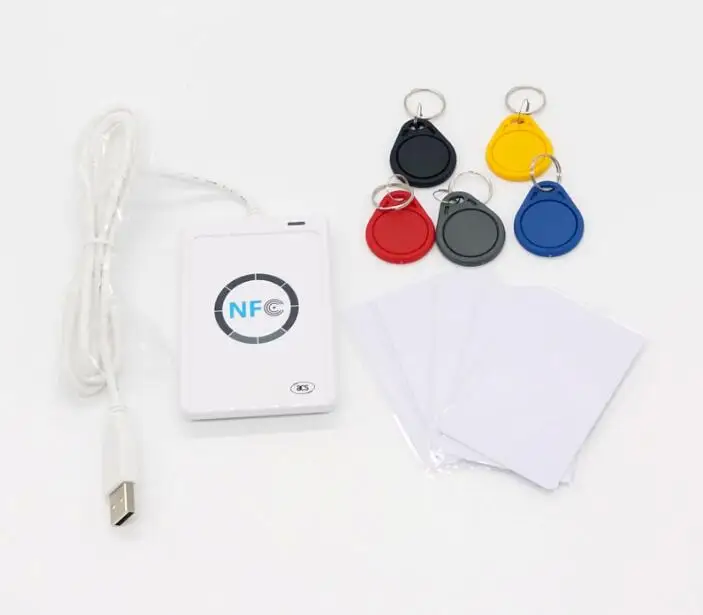 NFC Reader USB ACR122U Contactless Smart Card Writer Rfid Copier Duplicator +5pcs UID Tags + 5pcs UID Cards nfc contactless readers acr122u usb nfc reader