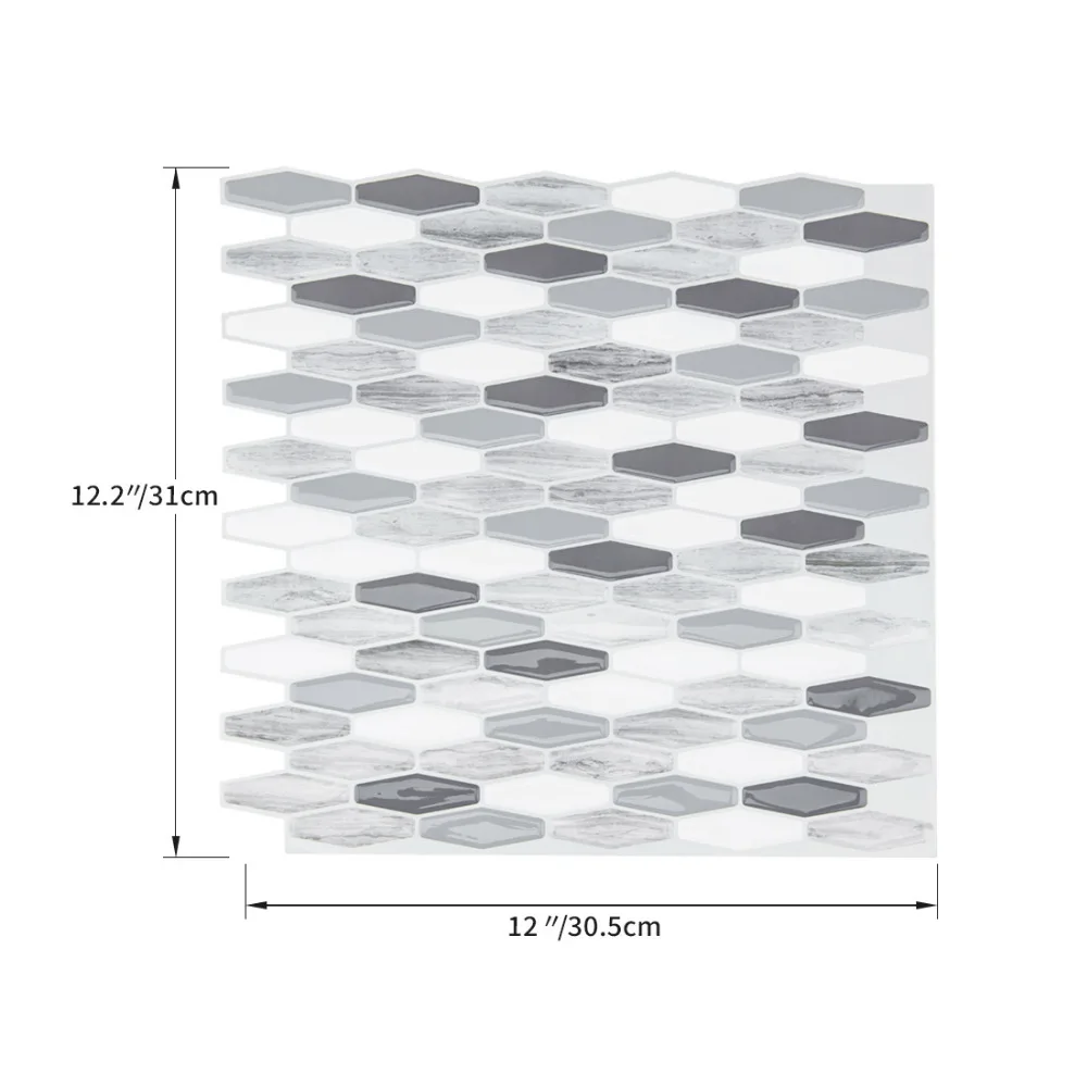 ANHO 6 шт. 3D пенопластовая Настенная Наклейка самоклеящаяся настенная бумага DIY 12x12 дюймов для кухни спальни домашний Декор водонепроницаемый шестигранный алмаз
