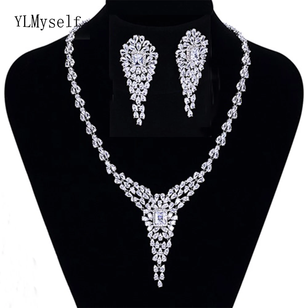 Luxury Necklace/Earrings 2pcs jewelry set for wedding party full