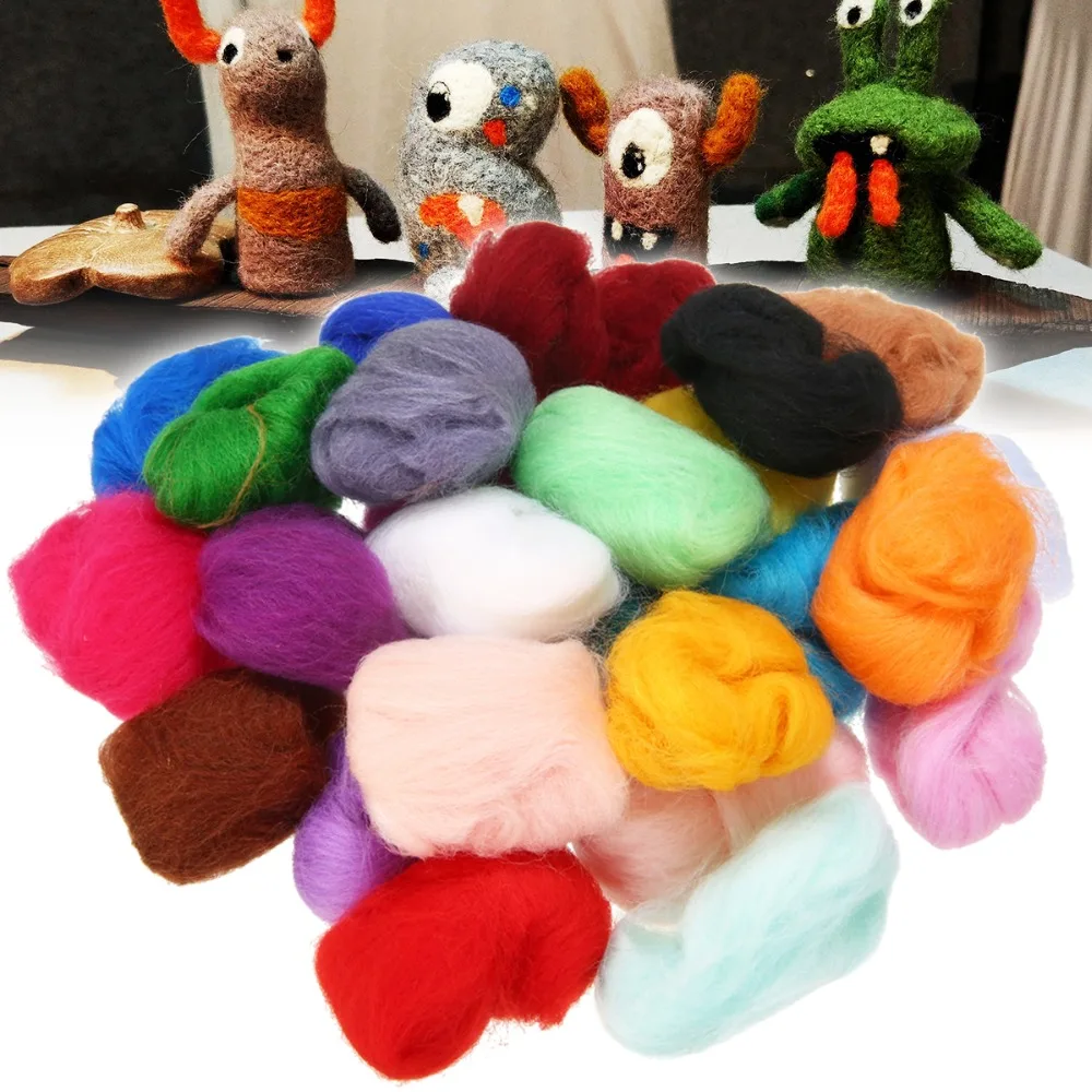 12pcs 12 Colors 5g Wool Fibre Roving For DIY Needle Felting Hand Spinning  Sewing Craft Arts