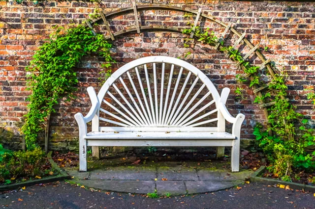 HUAYI nature garden scene backdrops for studio outdoor photo white bench printed backdrop for 