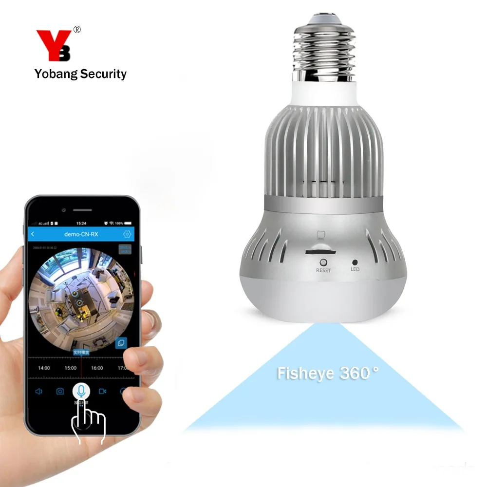 

Yobang Security Light Lamp IP Camera WiFi 360 Degree View Angle Fisheye Bulb Surveillance Security Camera Indoor LED CCTV camera