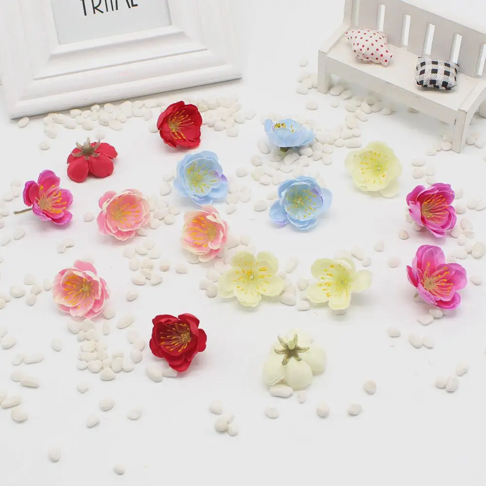 50pcs / lot Mini Cherry Blossom Flower Bouquet Artificial Silk Baby
