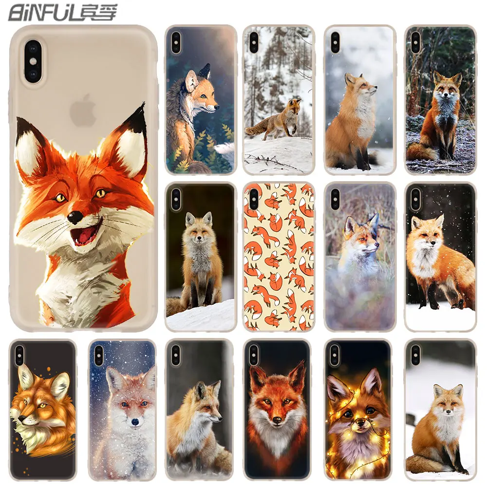

Mr cute Fox Case for iphone XS 11 Pro Max XR X 10 Cover Phone Cases for iphone 7 8 plus 6s 5 4s