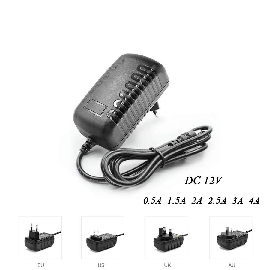 

DC 12V lighting transformers Power Supply Adapter Converter Charger For LED Strip light EU,US,UK 0.5A 2.5A 3A