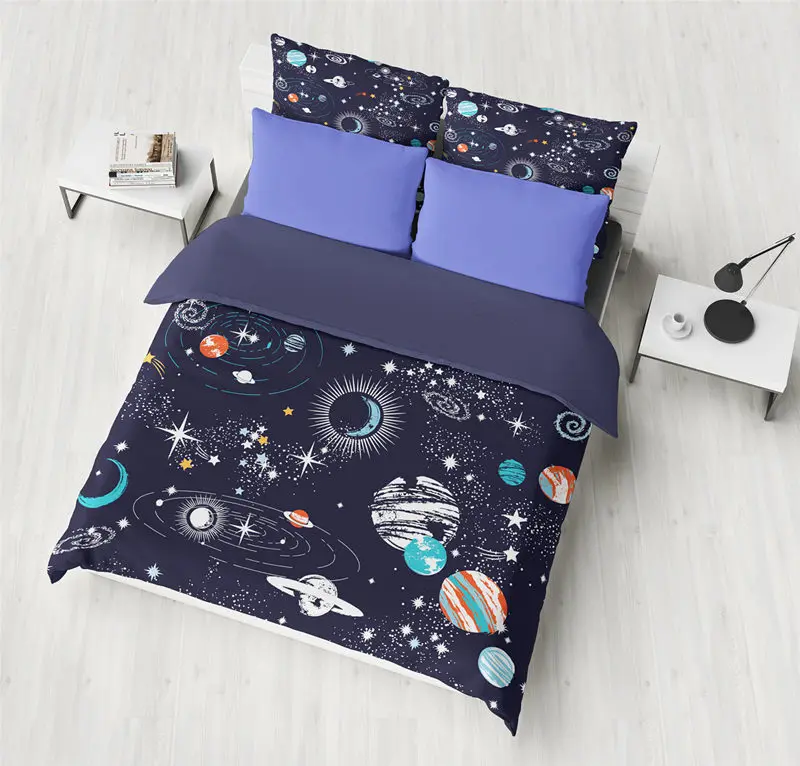 Queen Size 3d Galaxy Bedding Set Universe Outer Space Duvet Cover Pillowcases Duvet Covers Bedding Sets