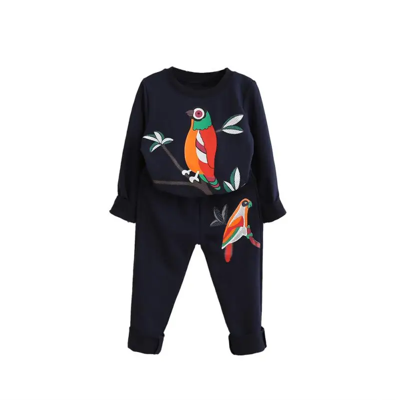 

LONSANT Toddler Kids Baby Girls Outfit Clothes Print Long Sleeve T-shirt+Long Pants 1Set Navy