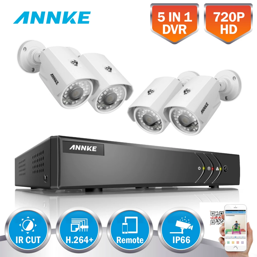 ANNKE 8CH 720P HDMI 5в1 DVR CCTV система безопасности 4 шт. 1200TVL 1MP открытый стойкий к