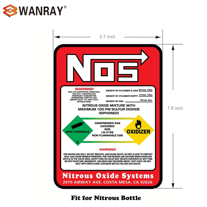 

NEW NITROUS BOTTLE LABEL Sticker Decal 10#NOS REPLACEMENT 10 LB
