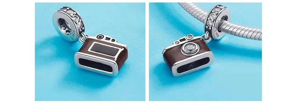 Дизайн Классические Geniune 925 пробы серебряные винтажные Подвески в виде фотоаппаратов подходят браслеты ожерелье ювелирные изделия для женщин подарки на Рождество