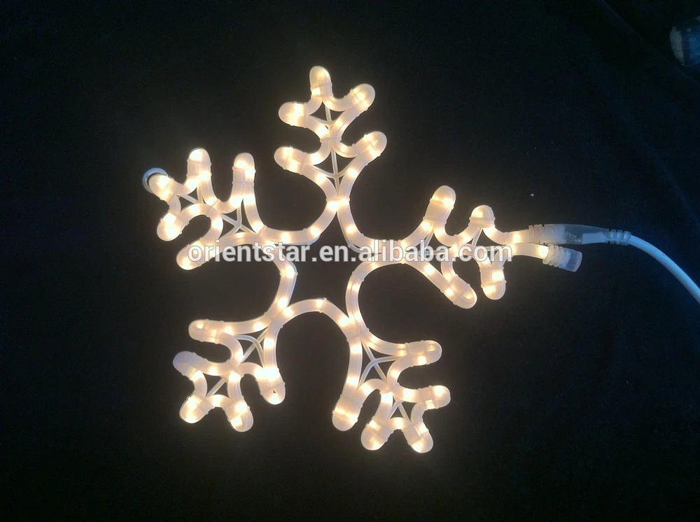 

UL Listed 120V Milky White Incandescent Rope Light Motif 2D Snowflake Motif Light 12" snowflake window light