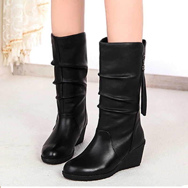 

New Internal Increase Short Boots Women Autumn New Winter Round Head Boots Woman Plus Size Zapatos De Mujer