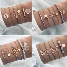 DIEZI цепочка «Богема» Браслеты для женщин цветок кисточкой Сердце Луна Звезда Морская звезда Дерево жизни шарм браслеты наборы ювелирных изделий