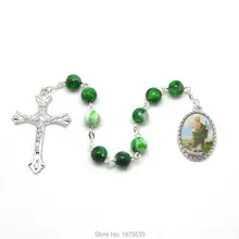 Зеленые Круглые акриловые бусины St Jude четки Chaplet