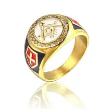 10 шт./партия, Золотое кольцо масоны из нержавеющей стали, эмалированные кольца с кристаллами, масонские кольца, мужские ювелирные изделия, аксессуары для ювелирных изделий
