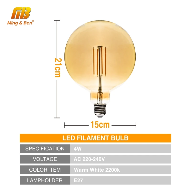Винтажные лампочки Эдисона, светодиодный светильник накаливания, лампа E27 4 Вт, 220 В, 240 в, G150, ретро ампульная лампа накаливания, лампа Эдисона для подвесного светильника