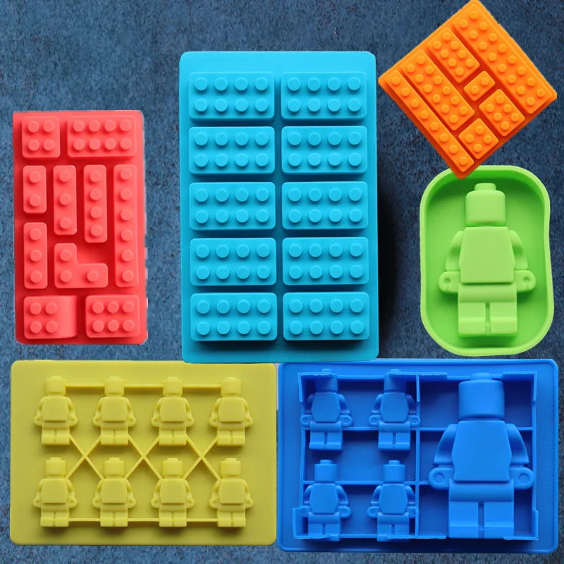 

Silica Gel Legos Series Of Building Blocks Ice Cubes Chocolate Fondant Molds DIY Baking Tools A236 Mold Color Random