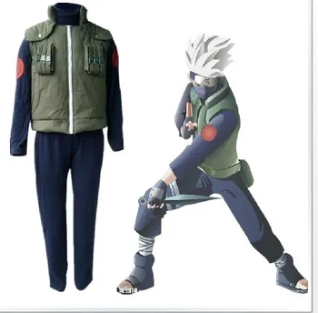 

Naruto Kakashi cosplay costumes clothes top + vest + pants halloween costume Cos 3pcs/set