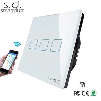 

Smartdust EU Home Automation Perfect Glass Touch Version Alexa Compatible 1 Gang Smart LED Light EWelink App Wifi Switch