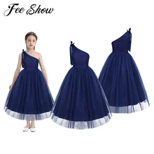 Одежда для маленьких девочек платье на одно плечо с вышивкой, кружевное платье с цветочным рисунком для девочек платье принцессы для конкурса красоты платье подружки невесты День рождения платье с фатиновой юбкой