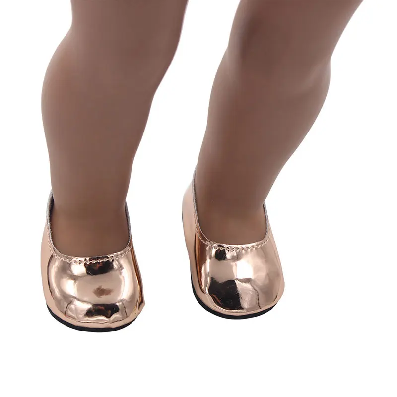 Милые 18 дюймовые Яркие Кожаные туфли для девочек 43 см, мини-туфли для куклы, подарок на Рождество - Цвет: Rose Gold