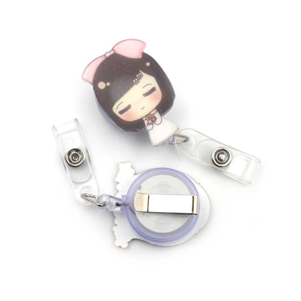 1 pcs Unisex Cute Cartoon Mini Retractable Badge Reel Nurse Lanyards ID Name Card Badge Holder Clip Student Nurse Badge Holder