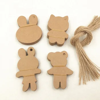 

100pcs Kraft Brown Cute Cartoon Gift Packing Tag DIY Lovely Hang Price Tags Gift Boxes Packing Labels+100pcs Hemp Strings