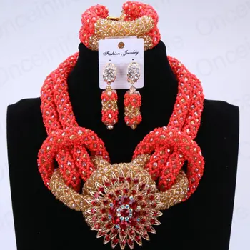 

Fantasy Christmas Costume Necklace Jewelry Set Red and Gold African Lady Custom Jewelry Set Free Shipping with Brooch LXF51