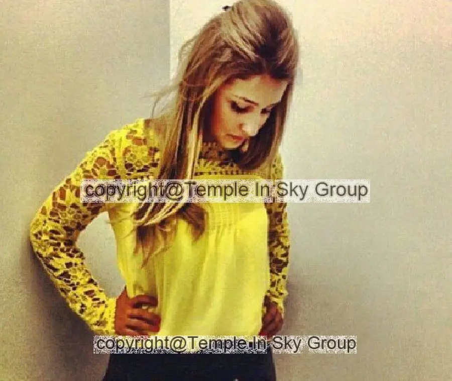 блузка 2014 новых весной blusa ёенщин осенью летняя мода рубашка круёева цветок