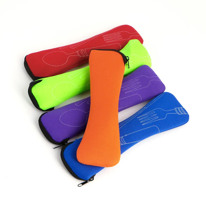 1 Unidades Tenedores viajes cuchara palillos de acero inoxidable cuchillería portátil camping picnic bolsa
