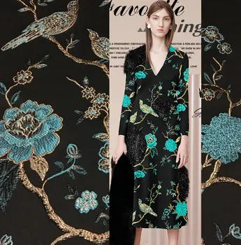 

metallic brocade jacquard fabric,dress fabric color red women coat tissu polyester satin fabric,birds brocade jacquard fabric