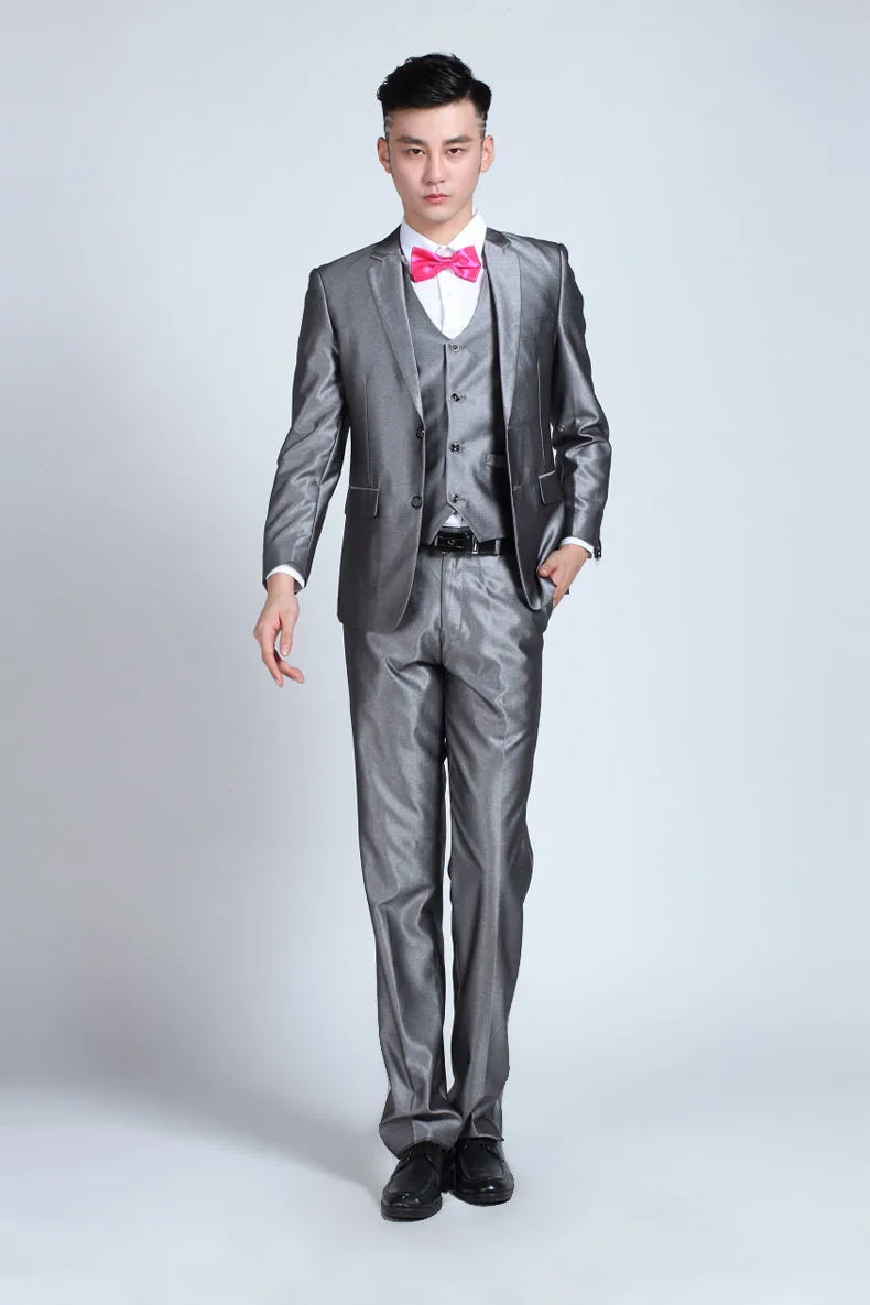 Новинка, корейский стиль, мужская одежда, мужской костюм, куртки на одной пуговице, две пуговицы, свадебные костюмы для мужчин, костюмы с брюками