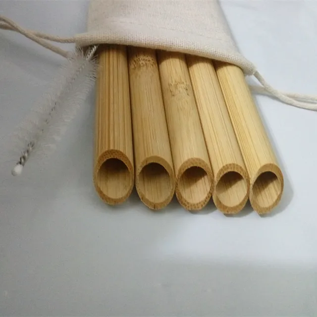 5PCS/Set 20cm Pointed Smoothie Drinking Straw Eco Friendly Reusable Bamboo Straws Big Wide Bubble Milk Tea Drinking Straw Brush 3