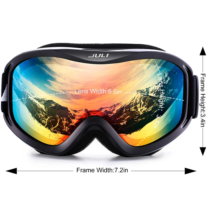  Ski GogglesSnow Sports Snowboard Over Glasses Goggles with Anti-fog UV Protection Double Lens for M