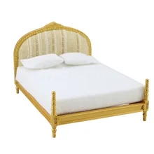 Кукольные домики миниатюрная мебель 1/12 шкала Золотой Желтый фабричная двуспальная кровать