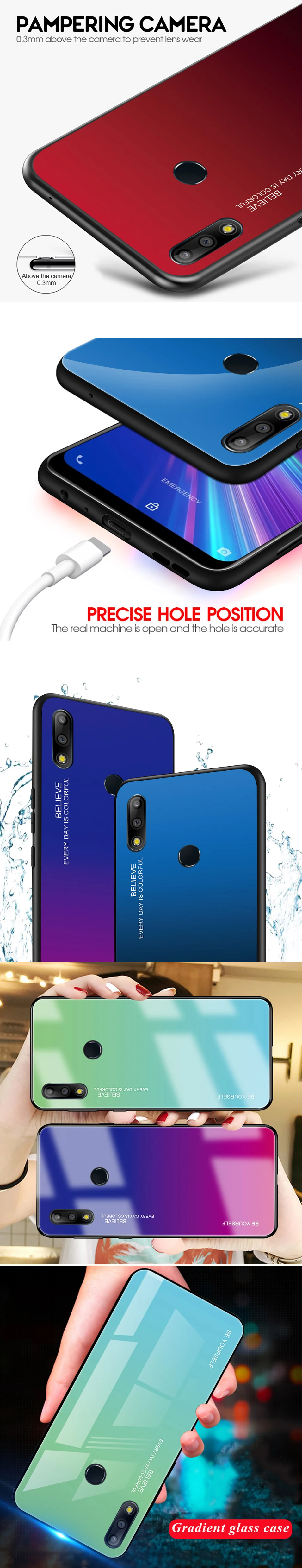 Beauty Gradient Color Glass Case for Samsung Galaxy S10e S10 S9 S8 J4 J6 Plus Cover for Galaxy Note 9 8 10 A7 A8 A9 2018 Case (8)