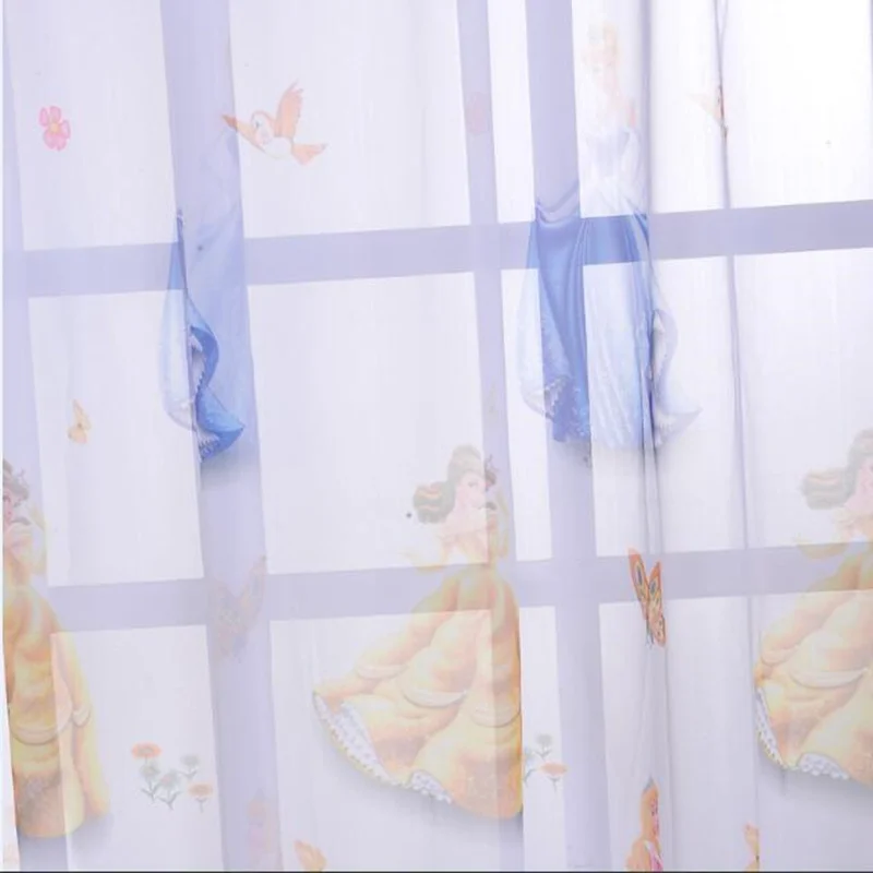 Мультяшное украшение на окно для детской спальни, Милая принцесса, затемненная ткань для занавесок, тюль для детской комнаты для девочек, wp139#3 - Цвет: Transparent Tulle