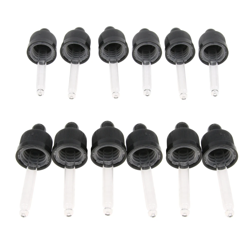 12pcs  Glass Liquid Dropper Pipette Top For 15ml Essential Oil Bottle