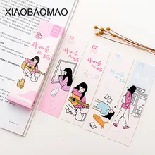 30 шт./партия, милая Kawaii девочка и Кот, бумага, Закладка, подарок, канцелярская пленка, закладки, держатель для книг, открытка для сообщений, школьные принадлежности