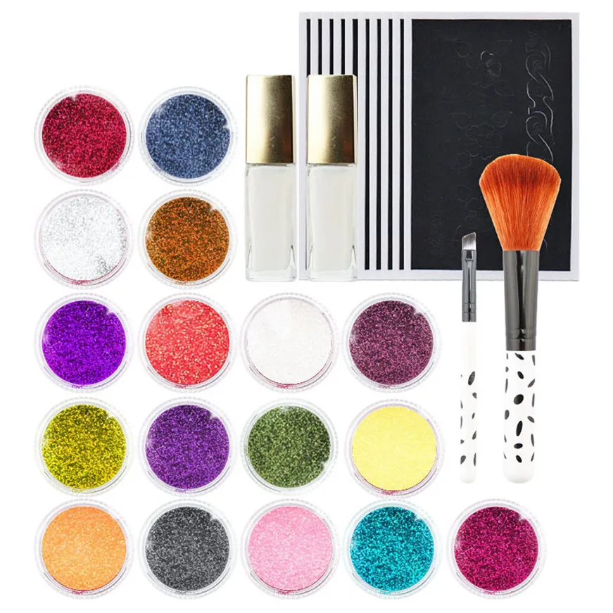 2017 17 Colors Powder Temporary Shimmer Glitter Tattoo Kit for Body Art