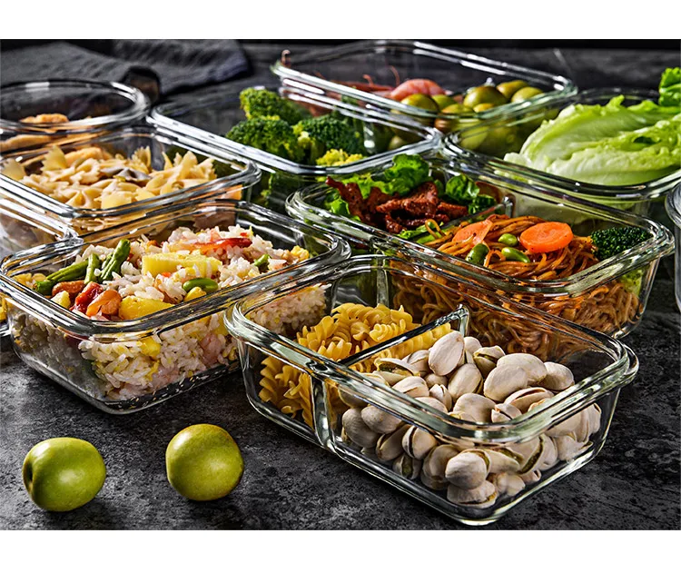 Кухонные принадлежности прозрачная стеклянная коробка Bento Microwavable школьная коробка для обеда холодильник герметичная Пищевая контейнер для хранения