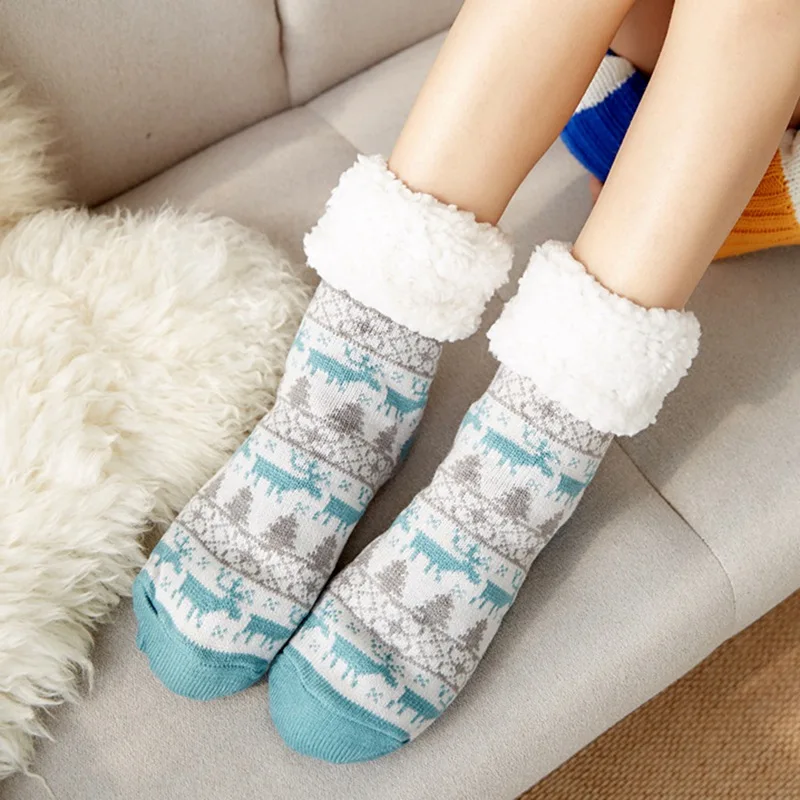 Новое поступление; теплые флисовые зимние носки-тапочки с оленем; теплые удобные пушистые зимние носки с флисовой подкладкой; Рождественский подарок