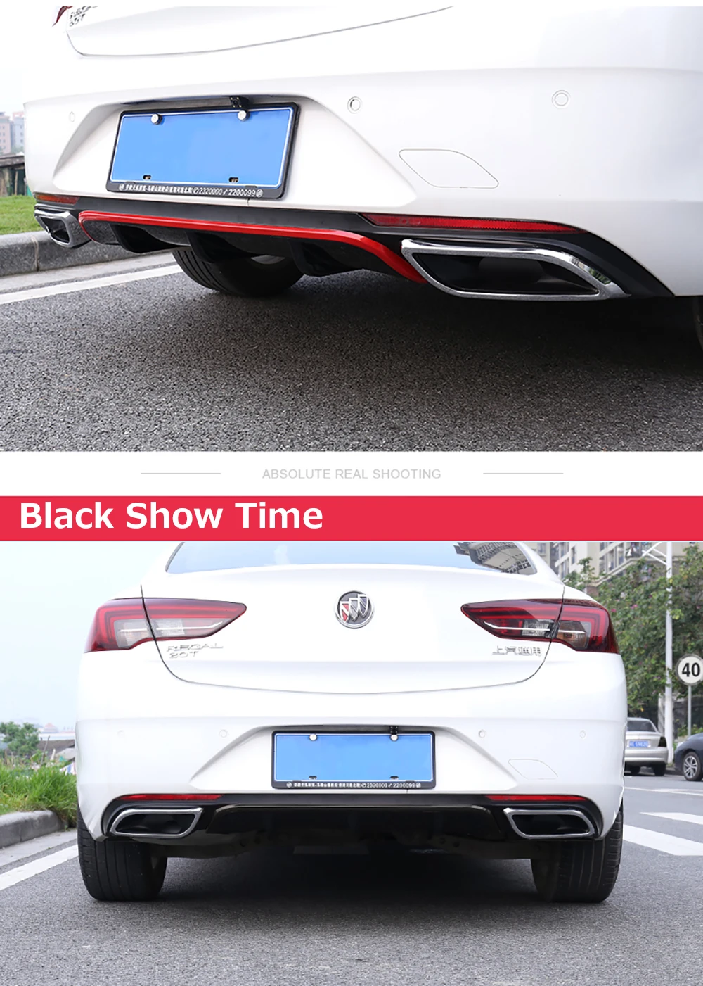 For Buick Regal ABS Plastic Rear Lip Spoiler Diffuser Bumper Guard Protector Skid Plate Cover Car Styling 1Pcs